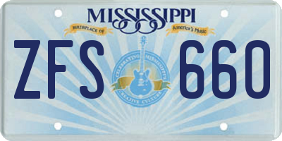 MS license plate ZFS660