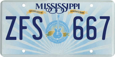 MS license plate ZFS667