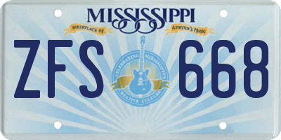 MS license plate ZFS668