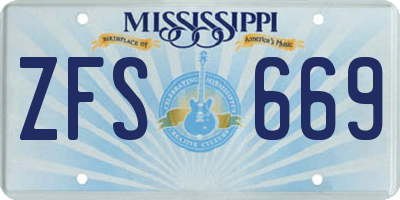 MS license plate ZFS669