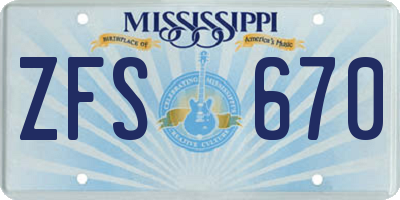 MS license plate ZFS670