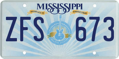 MS license plate ZFS673