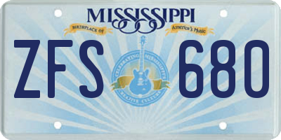 MS license plate ZFS680