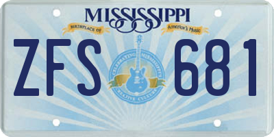 MS license plate ZFS681