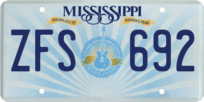 MS license plate ZFS692