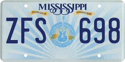 MS license plate ZFS698