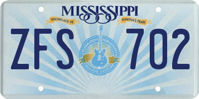 MS license plate ZFS702