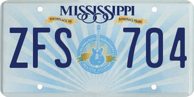 MS license plate ZFS704