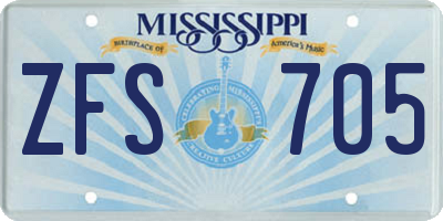 MS license plate ZFS705