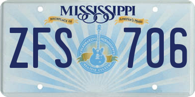 MS license plate ZFS706