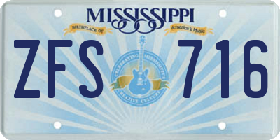MS license plate ZFS716