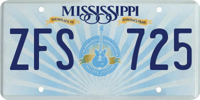 MS license plate ZFS725