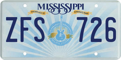 MS license plate ZFS726