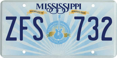 MS license plate ZFS732