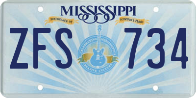 MS license plate ZFS734