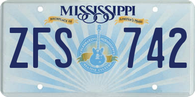 MS license plate ZFS742