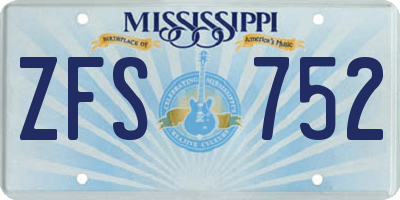 MS license plate ZFS752