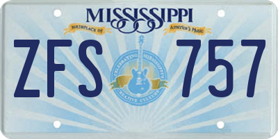 MS license plate ZFS757