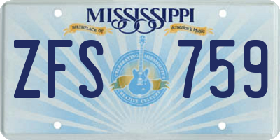 MS license plate ZFS759
