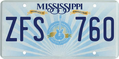 MS license plate ZFS760