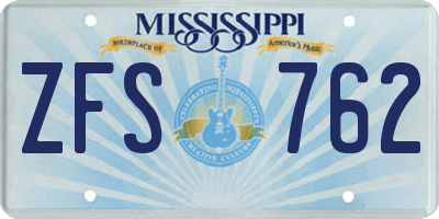 MS license plate ZFS762