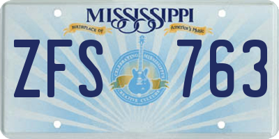 MS license plate ZFS763