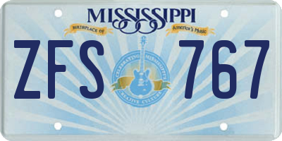 MS license plate ZFS767