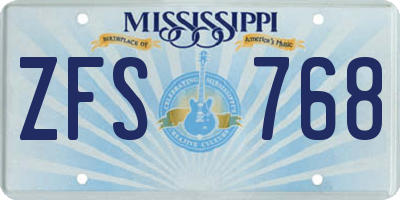 MS license plate ZFS768