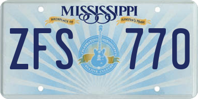 MS license plate ZFS770