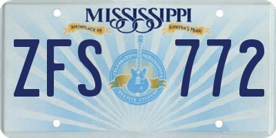 MS license plate ZFS772