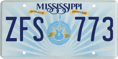 MS license plate ZFS773
