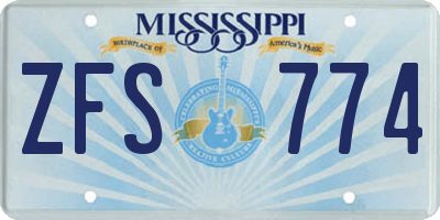 MS license plate ZFS774