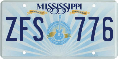 MS license plate ZFS776