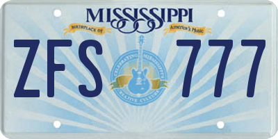 MS license plate ZFS777