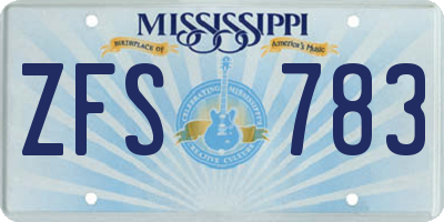 MS license plate ZFS783