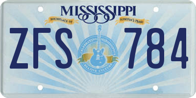 MS license plate ZFS784