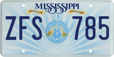 MS license plate ZFS785