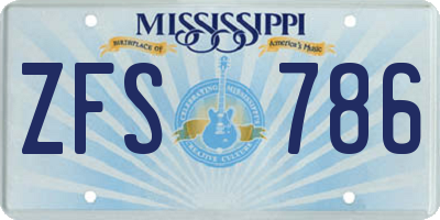 MS license plate ZFS786