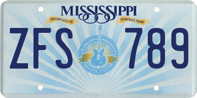 MS license plate ZFS789
