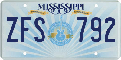 MS license plate ZFS792