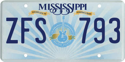 MS license plate ZFS793