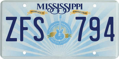 MS license plate ZFS794