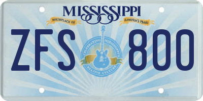 MS license plate ZFS800
