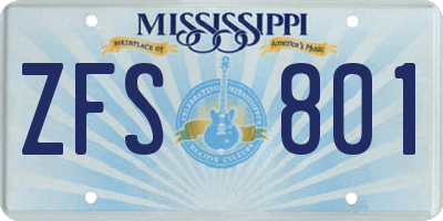 MS license plate ZFS801