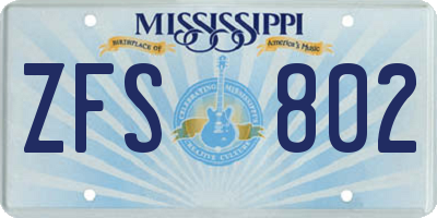 MS license plate ZFS802