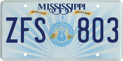 MS license plate ZFS803