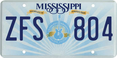 MS license plate ZFS804