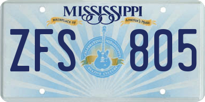 MS license plate ZFS805