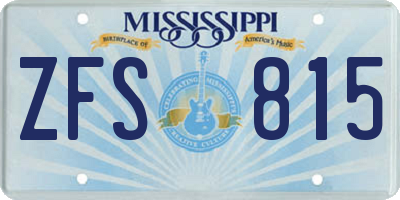 MS license plate ZFS815