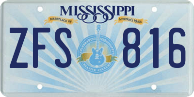 MS license plate ZFS816